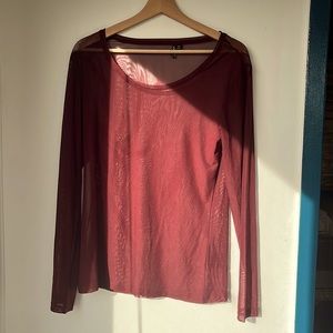 Sheer wine long sleeved top